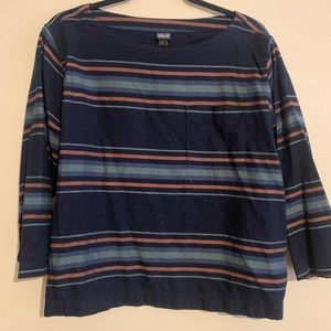 Patagonia Organic Cotton Striped Blouse Navy